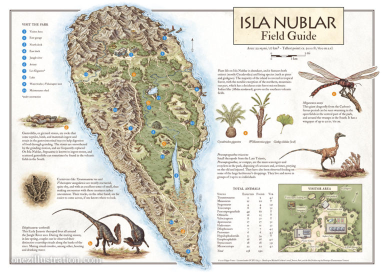 Isla Nublar Field Guide Map Filippo Vanzo Illustrator Cartographer   JP Map 768x548 