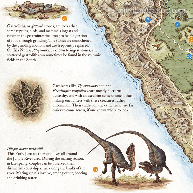 Isla Nublar Field Guide Map Filippo Vanzo Illustrator Cartographer   JP Map DETAIL 3 